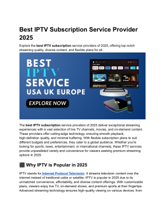 Best IPTV Subscription Service Provider 2025