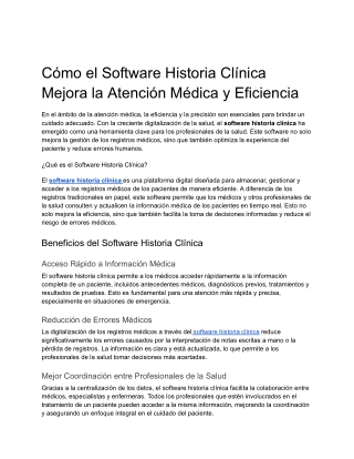 Cómo el Software Historia Clínica Mejora la Atención Médica y Eficiencia