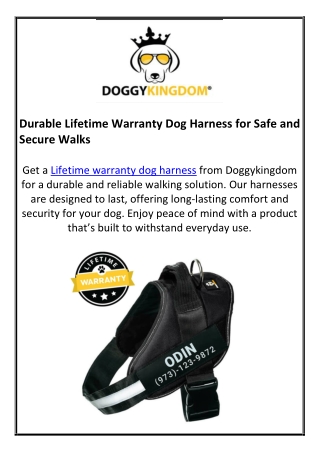 Durable Lifetime Warranty Dog Harness for Safe and Secure Walks