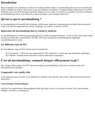 “L’art du merchandising: comment intégrer efficacement sa plv?”