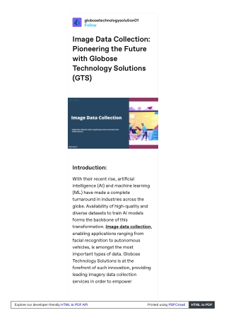 Image Data Collection Pioneering the Future with Globose Technology Solutions (GTS)