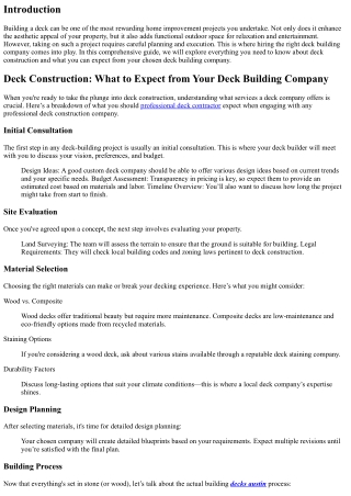Deck Construction: What to Expect from Your Deck Building Company
