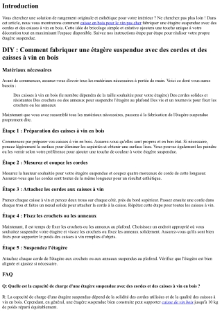 DIY : Comment fabriquer une étagère suspendue avec des cordes et des caisses à v