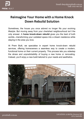 Reimagine Your Home with a Home Knock Down Rebuild Solution