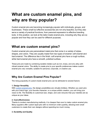 What are custom enamel pins and why are they popular