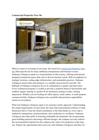 Commercial Properties Near Me | Omkaara Lifespaces