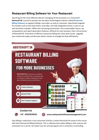 Restaurant Billing Software for Your Restaurant