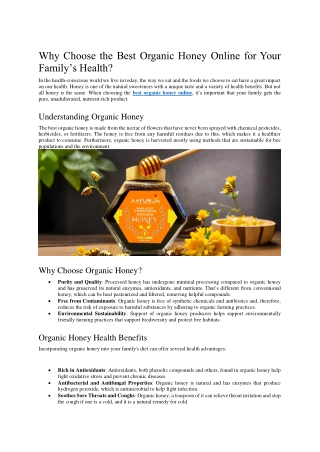 Why Choose the Best Organic Honey Online for Your Family’s Health?