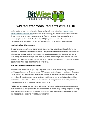S-Parameter Measurements with a TDR