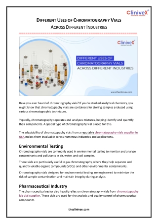 Different Uses of Chromatography Vials Across Different Industries