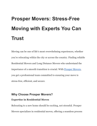 Prosper Movers_ Stress-Free Moving with Experts You Can Trust