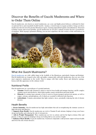 Discover the Benefits of Gucchi Mushrooms and Where to Order Them Online