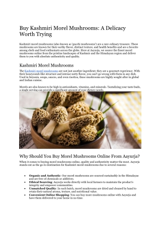 Buy Kashmiri Morel Mushrooms