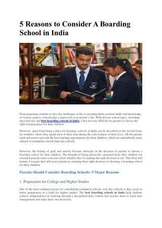 5 Reasons to Consider A Boarding School in India