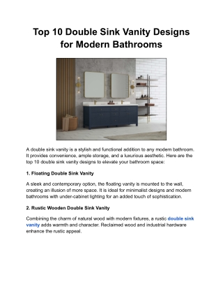 Top 10 Double Sink Vanity Designs for Modern Bathrooms