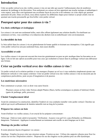 “Créer un jardin vertical avec des vieilles caisses à vins !”