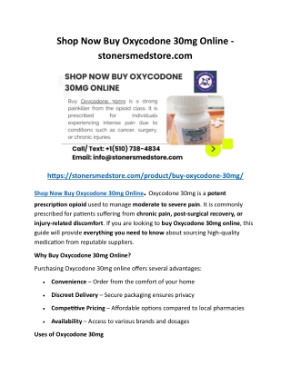 Shop Now Buy Oxycodone 30mg Online - stonersmedstore