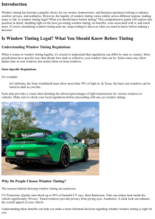 Is Window Tinting Legal? What You Should Know Before Tinting