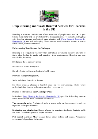 Transform Your Home with Deep Cleaning Services for Hoarders in UK - Hoard Clean