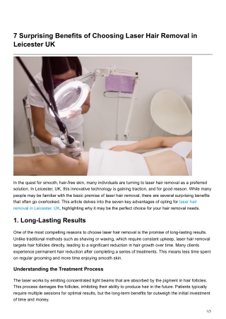 7 Surprising Benefits of Choosing Laser Hair Removal in Leicester UK