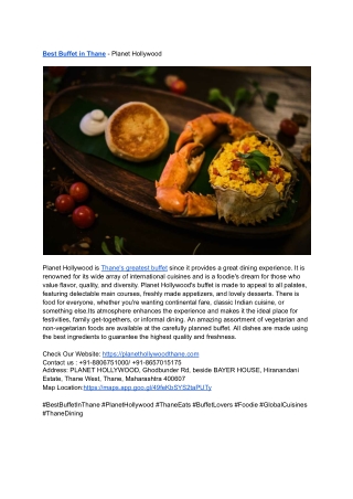 Best Buffet in Thane - Planet Hollywood