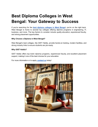 Best Diploma Colleges in West Bengal_ Your Gateway to Success