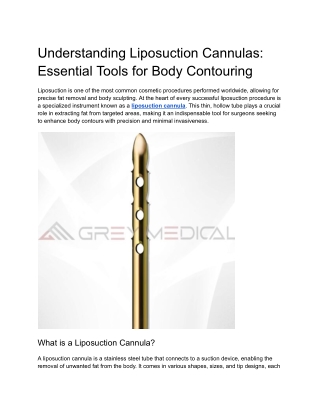 Understanding Liposuction Cannulas_ Essential Tools for Body Contouring