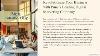 Revolutionize Your Business with Pune’s Leading Digital Marketing Company