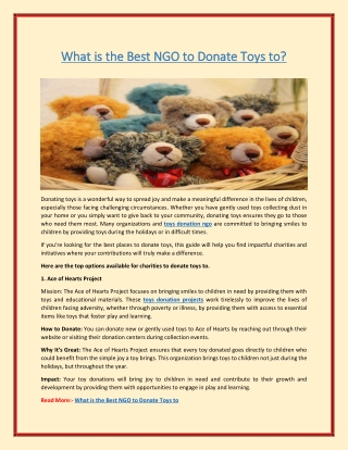 What is the Best NGO to Donate Toys to