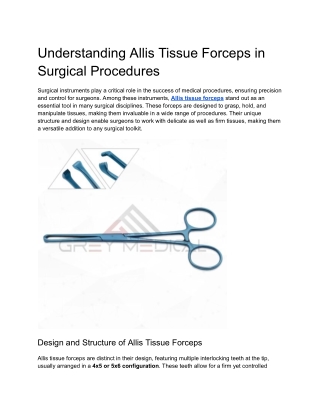 Understanding Allis Tissue Forceps in Surgical Procedures