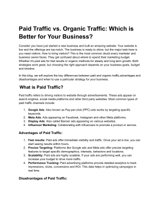 Paid Traffic vs. Organic Traffic_ Which is Better for Your Business_