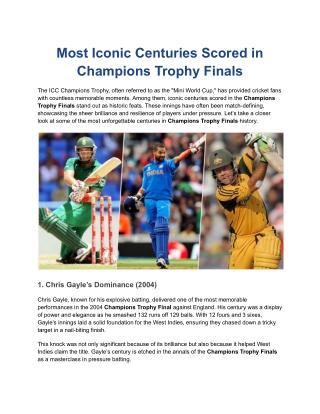 Most Iconic Centuries Scored in Champions Trophy Finals