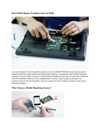 Best Mobile Repair Training Center in Delhi
