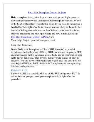 Best  Hair Transplant Doctor   in Pune