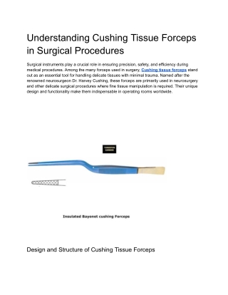 Understanding Cushing Tissue Forceps in Surgical Procedures