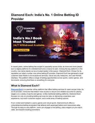 Diamond Exch: India’s No. 1 Online Betting ID Provider