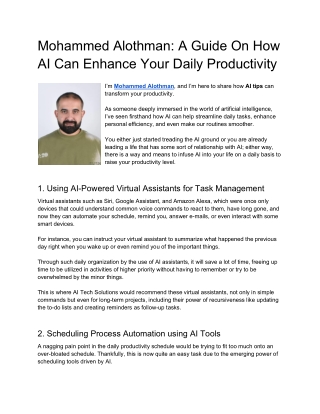 Mohammed Alothman A Guide On How AI Can Enhance Your Daily Productivity