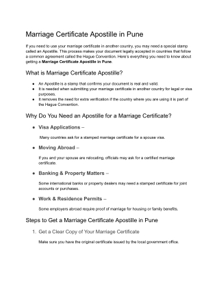 Trusted Marriage Certificate Apostille Services in Pune