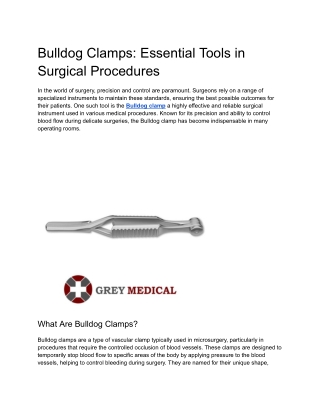 Bulldog Clamps_ Essential Tools in Surgical Procedures