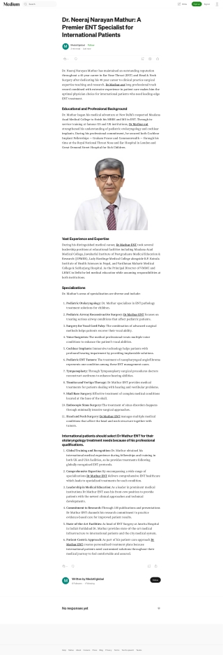 Dr. Neeraj Narayan Mathur: A Premier ENT Specialist for International Patients