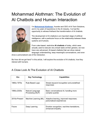 Mohammad Alothman The Evolution of AI Chatbots and Human Interaction