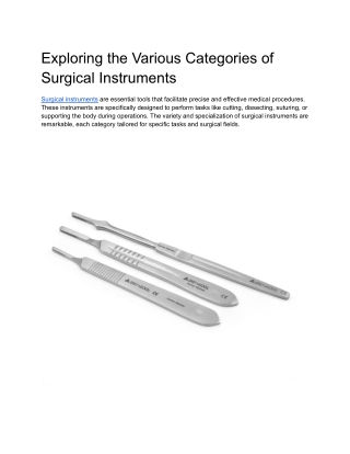 Categories of Surgical Instruments