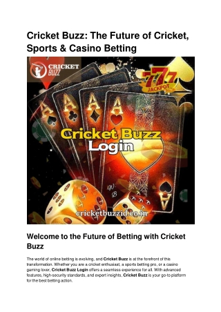 Cricket Buzz_ The Future of Cricket, Sports & Casino Betting