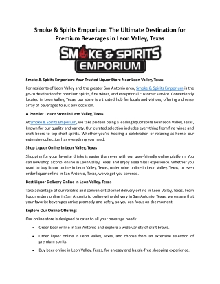 Smoke & Spirits Emporium: The Ultimate Destination for Premium Spirits in Texas