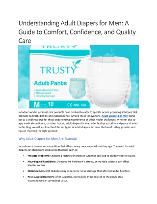 Understanding Adult Diapers for Men