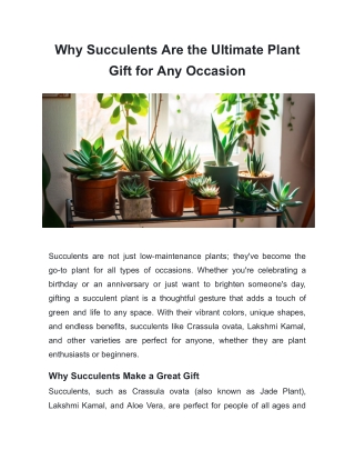 Why Succulents Are the Ultimate Plant Gift for Any Occasion