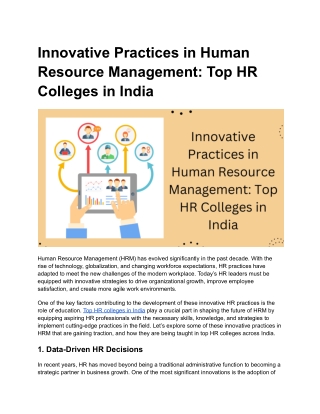 Innovative Practices in Human Resource Management_ Top HR Colleges in India