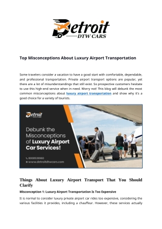 Top Misconceptions About Luxury Airport Transportation