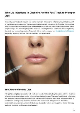 Why Lip Injections in Cheshire Are the Fast Track to Plumper Lips