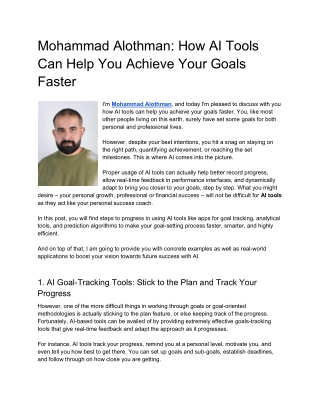 Mohammad Alothman How AI Tools Can Help You Achieve Your Goals Faster